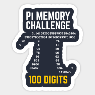 100 Digits of Pi Memory Challenge - Pi Day Sticker